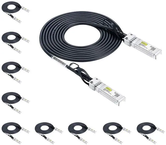 Main image of 10Gtek SFP+ DAC Twinax Cable, 10G SFP+ to SFP+ Direct Attach Copper Patch Passive Cable for Cisco SFP-H10GB-CU1.5M, Meraki MA-CBL-TA-1.5M, Ubiquiti UniF, D-Link, Netgear, 1.5-Meter(5ft), 10-Pack