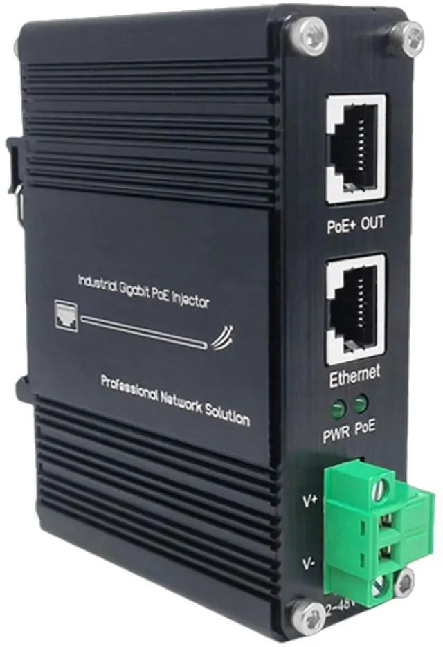 Main image of 30W PoE Injector, Industrial Hardened Gigabit PoE+ Injector, DC 12-48V Input Ethernet PoE Adapter, IEEE 802.3at/af Compliant, 10/100/1000Mbps RJ-45, DIN Rail + Wall Mount