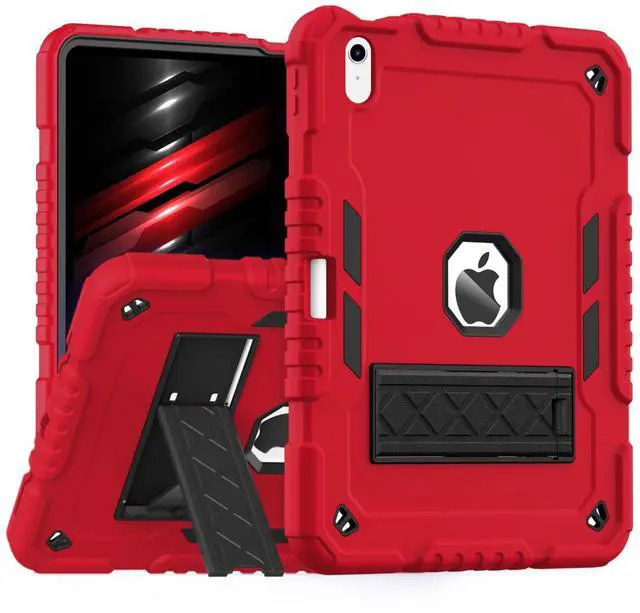 Main image of ZoneFoker for iPad (A16) Case 11th Generation 11 inch 2025 / iPad 10th Gen 10.9 inch 2022, Heavy Duty Durable i Pad 11/10 Gen Cover with Pencil Holder/Stand for Kids Girls (Red+Black)