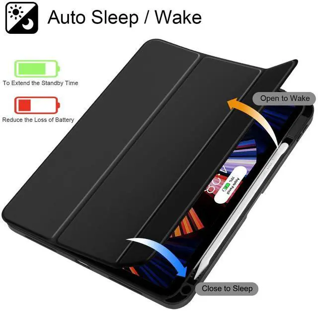 Alt view image 2 of 5 - Tuiklol for iPad (A16 Chip) 11th Generation 11 inch 2025 / iPad 10th Generation 10.9 inch 2022 Case, Buit in Pencil Holder with Clear Back Shell Cover Trifold Stand Auto Wake/Sleep, Black