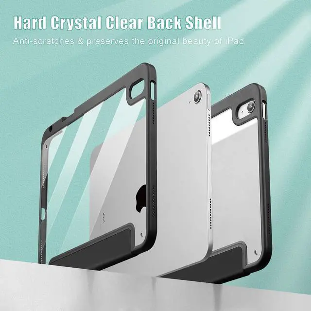 Alt view image 3 of 5 - Tuiklol for iPad (A16 Chip) 11th Generation 11 inch 2025 / iPad 10th Generation 10.9 inch 2022 Case, Buit in Pencil Holder with Clear Back Shell Cover Trifold Stand Auto Wake/Sleep, Black