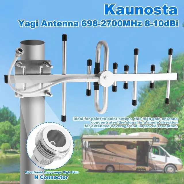 Alt view image 4 of 5 - Kaunosta Directional Yagi Antenna for Cell Phone Signal Booster/Cellular Repeater with SMA Female N Connector 10dBi 4G LTE Broadband 698-2700 Mhz Universal Outdoor Antenna with 5ft RG58 Cable