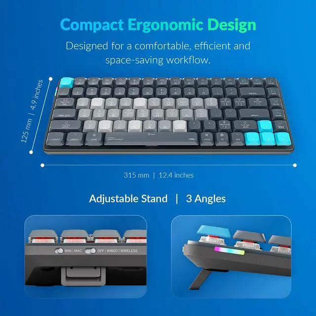 Alt view image 5 of 5 - JCPAL Adobe Photoshop Keyboard  Dash Wireless Shortcut Keyboard for Mac and PC  Shortcut Hotkeys, Color-Coded Key Guide, Fully Customizable, Compact Low-Profile Design