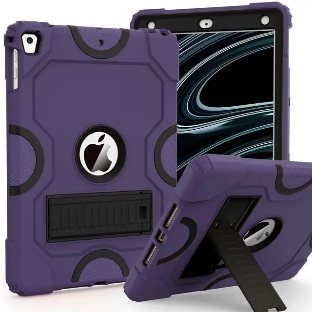 Main image of ZoneFoker Case for iPad 6th/5th Gen (9.7 Inch, 2018/2017 Model), iPad Air 2 / 1st Gen, iPad Pro 9.7 (2016), Heavy Duty Shockproof Rugged Protective Case - Deep Purple
