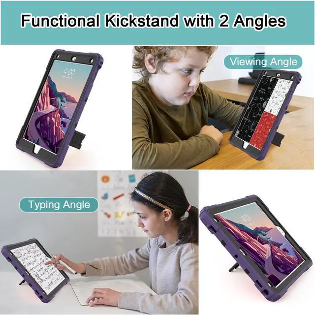 Alt view image 3 of 5 - ZoneFoker Case for iPad 6th/5th Gen (9.7 Inch, 2018/2017 Model), iPad Air 2 / 1st Gen, iPad Pro 9.7 (2016), Heavy Duty Shockproof Rugged Protective Case - Deep Purple