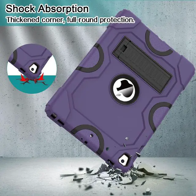 Alt view image 4 of 5 - ZoneFoker Case for iPad 6th/5th Gen (9.7 Inch, 2018/2017 Model), iPad Air 2 / 1st Gen, iPad Pro 9.7 (2016), Heavy Duty Shockproof Rugged Protective Case - Deep Purple