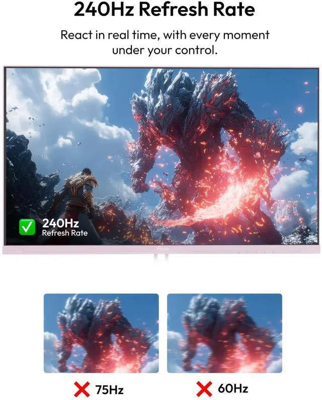 Alt view image 3 of 5 - Pixio PX279 Wave Pink 27 inch 240Hz Refresh Rate FHD 1080p Resolution Fast IPS Panel 1ms GTG Resonse Time Gaming Monitor with Adaptive Sync