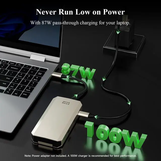 Alt view image 4 of 5 - Minthouz USB C Docking Station,8-in-1 USB-C Hub with M.2 NVMe SATA SSD Enclosure,10Gbps Data Transfer, 4K@60Hz HDMI,87W PD,SD/TF Card Reader,USB 3.2 Hub for MacBook Pro/Air, Dell, HP Laptops