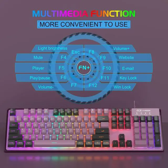 Alt view image 4 of 5 - MageGee Gaming Keyboard and Mouse Combo, K1 RGB LED Backlit Keyboard with 104 Key Computer PC Gaming Keyboard for PC/Laptop (Blackcurrant)