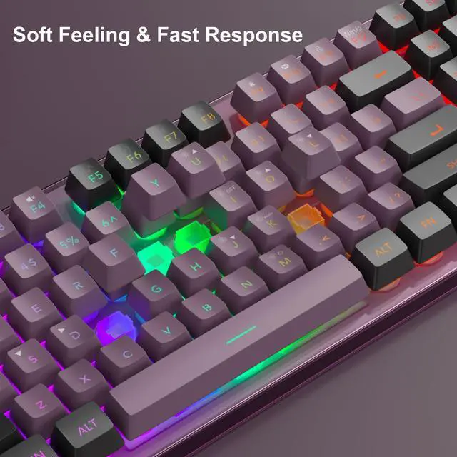 Alt view image 5 of 5 - MageGee Gaming Keyboard and Mouse Combo, K1 RGB LED Backlit Keyboard with 104 Key Computer PC Gaming Keyboard for PC/Laptop (Blackcurrant)