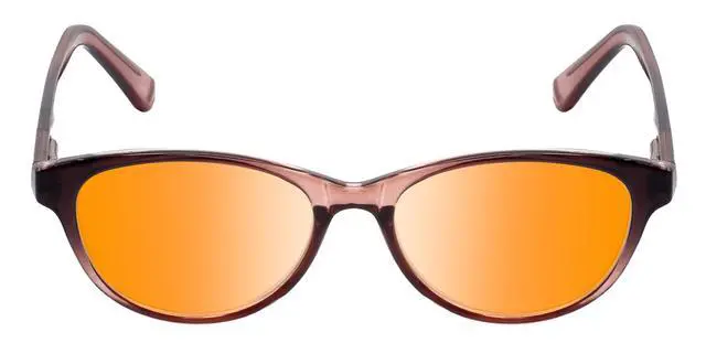 Alt view image 5 of 5 - Medspex Corinne McCormack Polly Color Therapy Reading Glasses +5.00 Pink Black Fade/Deep Red Womens Fluorescent Light Sensitivity Chromotherapy Chakra Healing