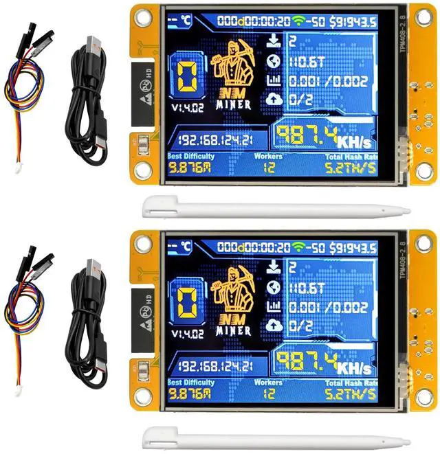 Main image of 2-Pack Dual-Core Microcontroller Development Board with 2.8" TFT Touch Screen (240x320) | WiFi + Bluetooth Wireless Module, USB-C Interface, Compatible with Open-Source Ides for IoT Projects