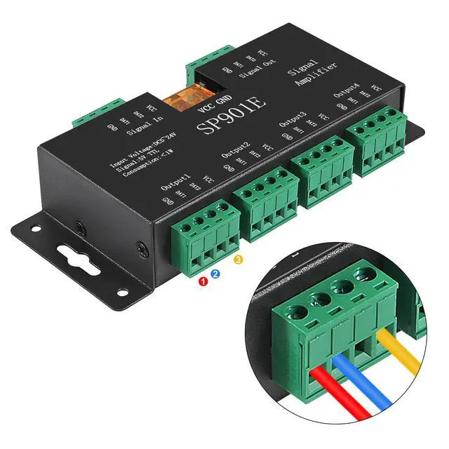 Alt view image 4 of 5 - ACEIRMC SP901E LED Pixel WS2812B WS2811 SPI Signal Amplifier Repeater for WS2813 SK6812 WS2815 WS2801 SK9822 etc All The RGB Addressable LED Strip and Dream Color Programmable LED Matrix Panel (4)