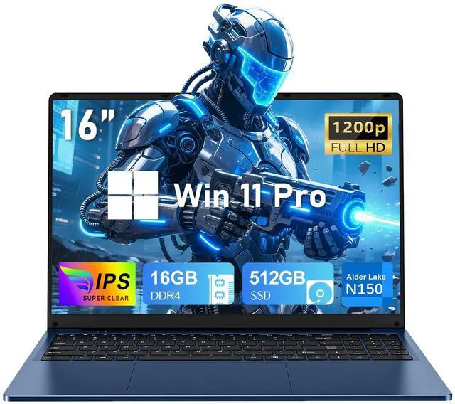 Main image of CHIFUYOU Gaming Laptop, 2025 16 Inch Office 365 Laptop Computer, N150 Processor (4C/4T, Up to 3.6GHz),16GB RAM 512GB SSD, WiFi 5,BT4.2,16" FHD 1920x1200(16:10), Backlit Keyboard, Blue