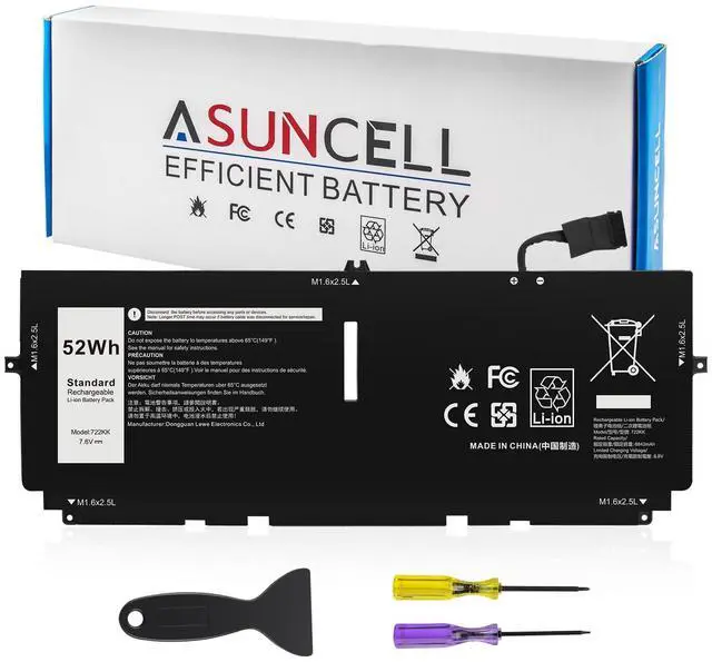Main image of ASUNCELL 52Wh 722KK Laptop Battery Replacement for Dell XPS 13 9300 XPS 13 9310 XPS 13 9380 P117G P117G002 P117G001 Series Notebook 0WN0N0 WN0N0 02XXFW 2XXFW FP86V 7.6V 6800mAh