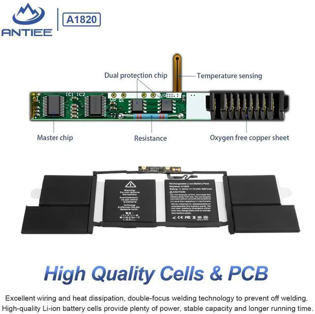 Alt view image 3 of 5 - A1707 Battery Replacement, A1820 Battery for MacBook Pro 15" (Late 2016, Mid 2017) Touch Bar EMC 3072 EMC 3162 MLH32 MLH42 MLW72 MLW82 MPTR2 MPTT2 MLH52 MLW92 MPTU2 MPTV2 MPTW2 MPTX2