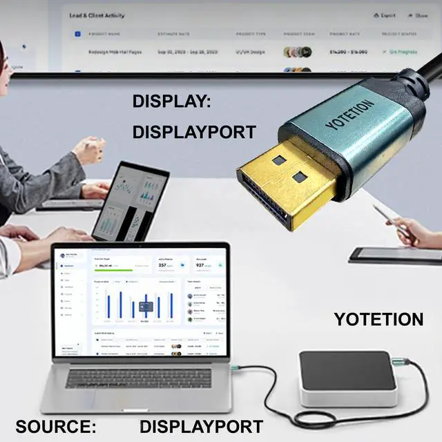 Alt view image 5 of 5 - YOTETION 4K 40FT DisplayPort to DisplayPort Cable, Supports up to 4K@60Hz, 2K@144Hz, Male-to-Male Computer Monitor Cables, DP Cables, Aluminum Shells