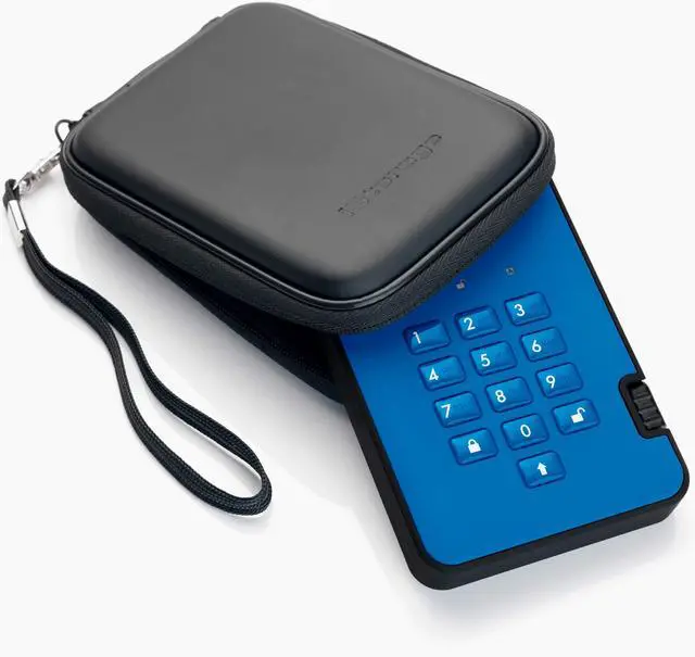 Alt view image 3 of 5 - iStorage diskAshur2 HDD 1TB Blue | Secure portable hard drive | Password protected | Dust & water resistant | Hardware Encryption