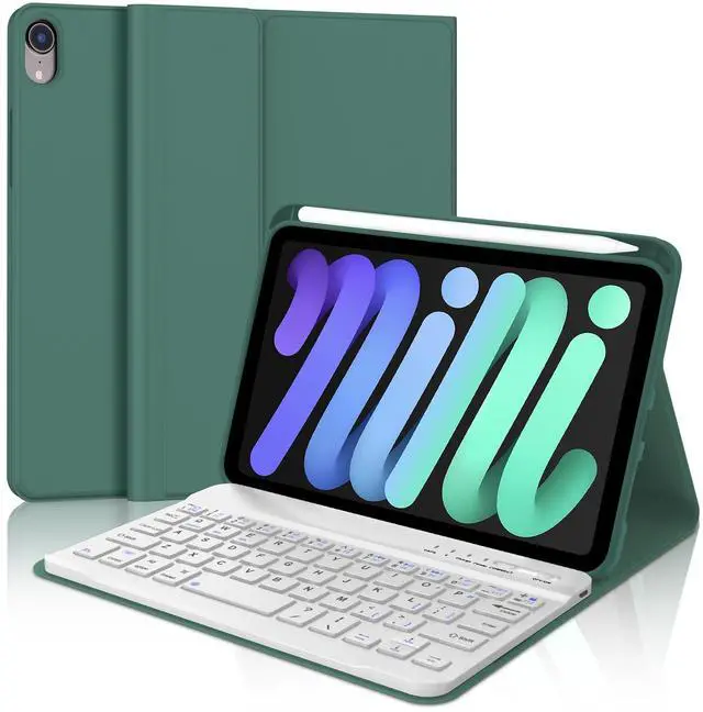 Main image of Keyboard Case for iPad Mini 7th (A17 Pro, 2024) & 6th (2021) 8.3-inch, Rechargeable, Detachable Bluetooth Keyboard, Slim Folio Protective Cover with Pencil Holder for iPad Mini 7th/6th Generation