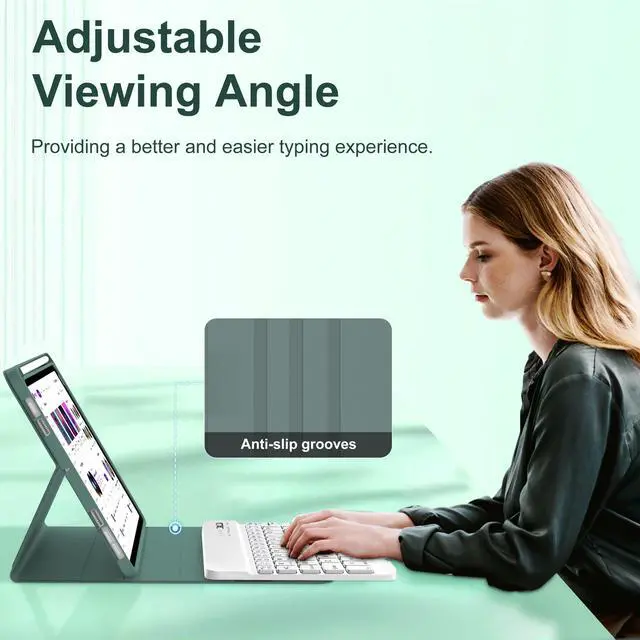 Alt view image 3 of 5 - Keyboard Case for iPad Mini 7th (A17 Pro, 2024) & 6th (2021) 8.3-inch, Rechargeable, Detachable Bluetooth Keyboard, Slim Folio Protective Cover with Pencil Holder for iPad Mini 7th/6th Generation