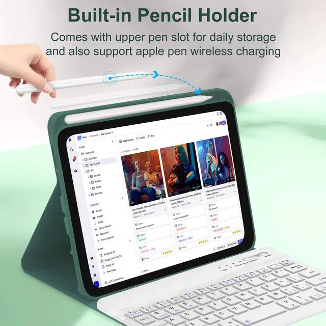 Alt view image 5 of 5 - Keyboard Case for iPad Mini 7th (A17 Pro, 2024) & 6th (2021) 8.3-inch, Rechargeable, Detachable Bluetooth Keyboard, Slim Folio Protective Cover with Pencil Holder for iPad Mini 7th/6th Generation