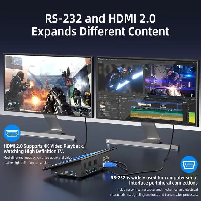 Alt view image 4 of 5 - HIGOLEPC Mini PC,10.1 Inch Touchscreen Mini Computer Mini Desk PC with Battery,Celeron N5095 8GB RAM/128GB ROM,Dual RS232 HDMI 2.0,BT 5.0,WiFi 5,Type-C,Support Auto-Boot