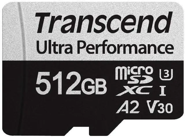Main image of Transcend 512GB A2 V30 Micro SD Card, Up to 160MB/s, for Nintendo Switch, GoPro,Insta360,DJI, Drone/Action Camera/Steam Deck/ROG Ally/MSI Claw UHS-I U3 C10 4K UHD Video microSDXC Memory Card w/Adapter
