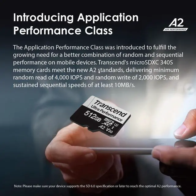 Alt view image 5 of 5 - Transcend 512GB A2 V30 Micro SD Card, Up to 160MB/s, for Nintendo Switch, GoPro,Insta360,DJI, Drone/Action Camera/Steam Deck/ROG Ally/MSI Claw UHS-I U3 C10 4K UHD Video microSDXC Memory Card w/Adapter