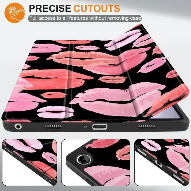 Alt view image 2 of 5 - MEEgoodo Case for Samsung Galaxy Tab A9 Plus 11 inch Cover 2024 2023 with S Pen Holder, A9+ Smart Tablet Cases with Leather Trifold Stand+Soft TPU Back Shell+Smart Auto Wake/Sleep, Red & Pink Lips