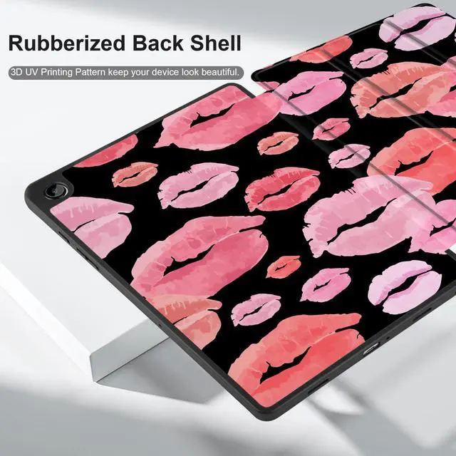 Alt view image 5 of 5 - MEEgoodo Case for Samsung Galaxy Tab A9 Plus 11 inch Cover 2024 2023 with S Pen Holder, A9+ Smart Tablet Cases with Leather Trifold Stand+Soft TPU Back Shell+Smart Auto Wake/Sleep, Red & Pink Lips