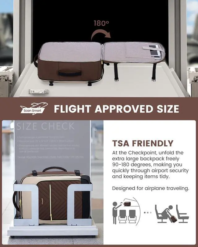 Alt view image 3 of 5 - LOVEVOOK Large Travel Backpack for Women, TSA Carry on Backpack for Airplanes, 50L Personal Item Travel Bag for Women fits 17" Laptop,Waterproof Carry on Bag Airplane Approved with 3 Packing Cubes