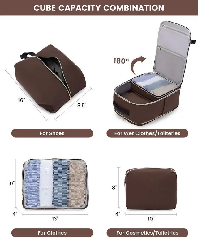 Alt view image 5 of 5 - LOVEVOOK Large Travel Backpack for Women, TSA Carry on Backpack for Airplanes, 50L Personal Item Travel Bag for Women fits 17" Laptop,Waterproof Carry on Bag Airplane Approved with 3 Packing Cubes