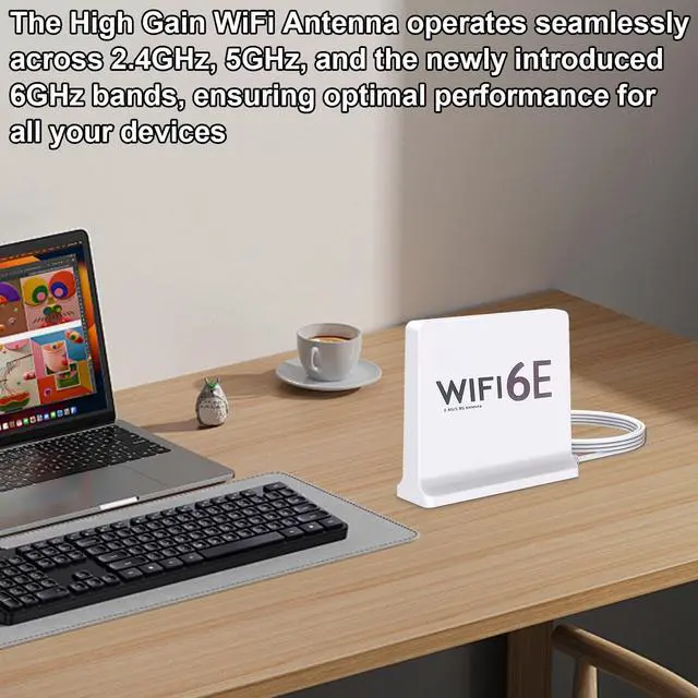 Alt view image 2 of 5 - 12dBi High Gain WiFi 6E Antenna with Magnetic Base - Tri-Band 2.4GHz/5.8GHz/6GHz for PC/Router, 3FT RG174 Cable, RP-SMA Connector