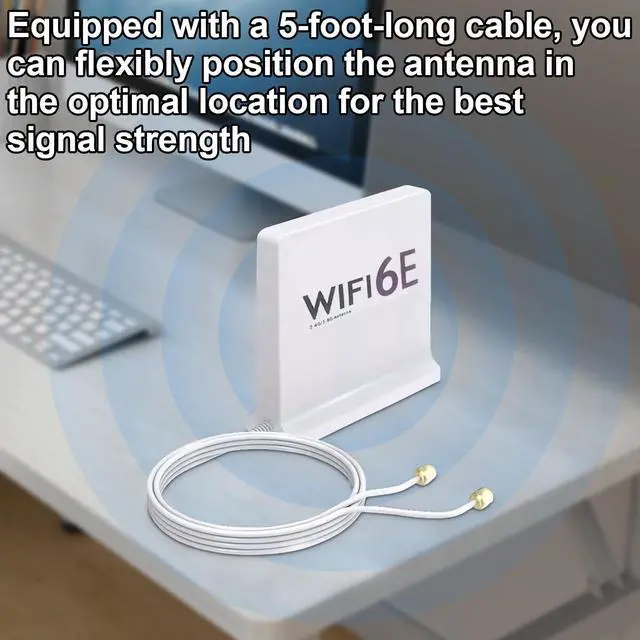 Alt view image 5 of 5 - 12dBi High Gain WiFi 6E Antenna with Magnetic Base - Tri-Band 2.4GHz/5.8GHz/6GHz for PC/Router, 3FT RG174 Cable, RP-SMA Connector