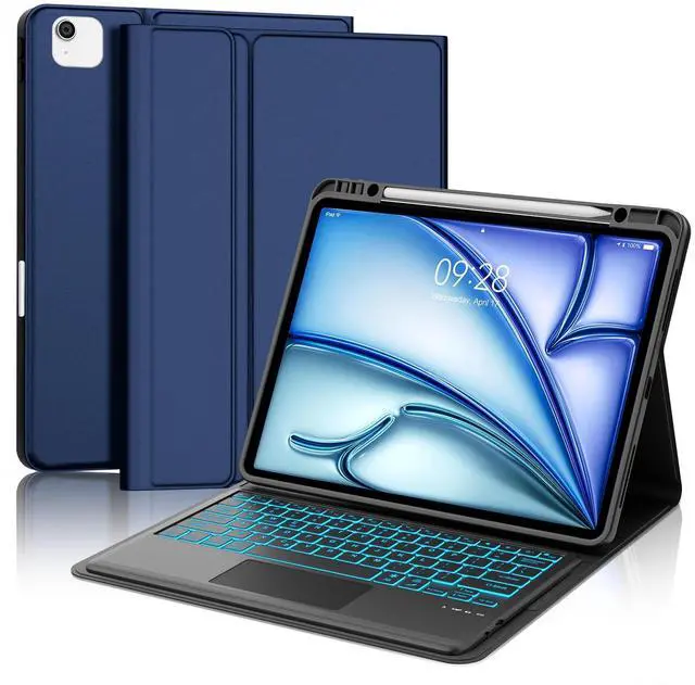 Main image of Keyboard Case for iPad Air 13 inch (M3 2025/M2 2024) & iPad Pro 12.9 6th/5th/4th/3rd Gen Case Keyboard with Trackpad, Colors Backlit Touch Keypad Cover for iPad Air13 & Pro12.9 2018-2022, Navy Blue