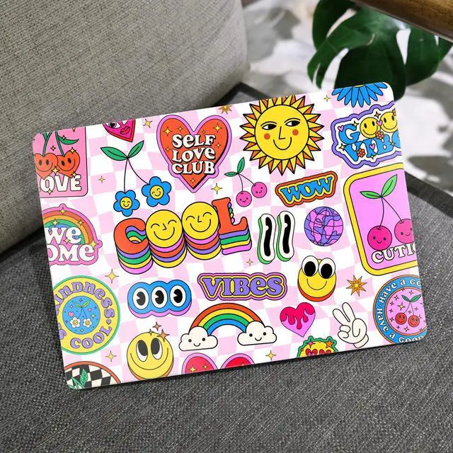 Alt view image 5 of 5 - MEEgoodo for MacBook Pro 13 inch Case 2022 2021 2020 A2338 M2/M1 A2251 A2289 with Touch ID,Clear Laptop Hard Shell Cases with Keyboard Webcam Cover & Trackpad Film & Type C Adapter, Pattern Stickers