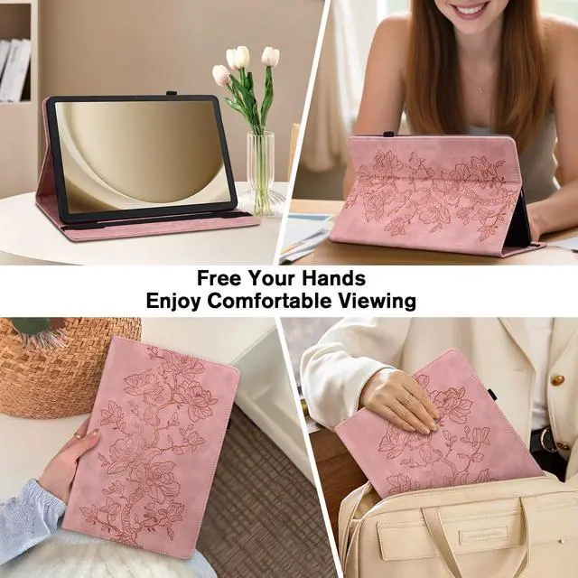 Alt view image 4 of 5 - YHDXUYS Case for iPad Pro 13 Inch (M5/M4) 2025/2024, Auto Wake/Sleep Slim PU Leather Folio Cover with Multi-Angle Stand and Pen Holder, Pink