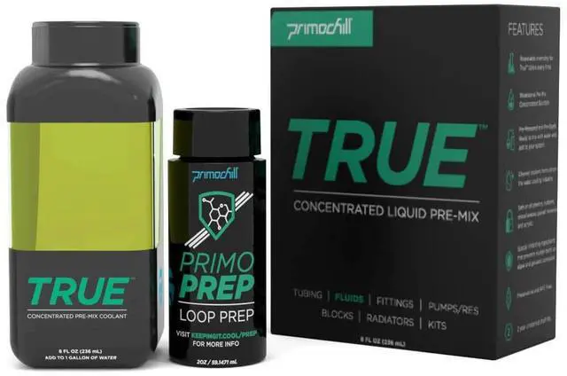 Alt view image 2 of 3 - PrimoChill True - Computer WaterCooling Coolant, Concentrate, Low-Conductive, Transparent, Full Protection, PrimoPrep Included, Proudly Made in The USA (Yields a Gallon of Coolant) - UV Brite Green