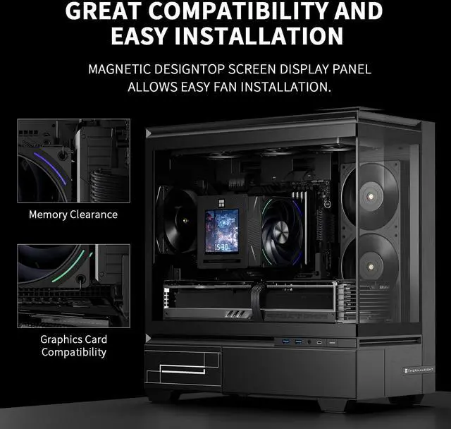 Alt view image 4 of 5 - Thermalright Phantom Spirit 120 Vision EVO CPU Air Cooler, Twin Tower Radiator 2150RPM Speed,480x480 Resolving Power IPS Screen with 3.95in,Computer Cooler for Intel lga1851/1700/115x,AM4/AM5