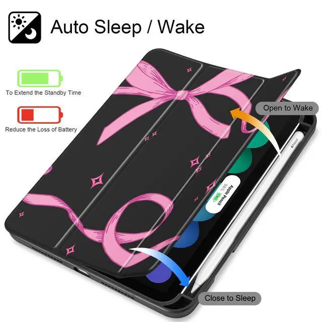 Alt view image 3 of 5 - Tuiklol Clear Case for iPad mini 7 (A17 Pro 7th Generation) 2024 / iPad mini 6 (6th Generation) 2021 8.3 Inch,Built-in Pencil Holder Slim Transparent Back Shell Cover Auto Wake/Sleep, Bow