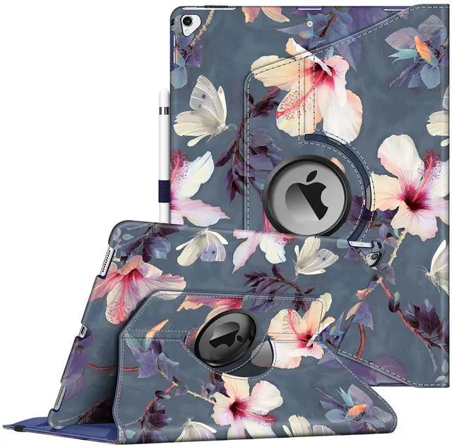 Main image of Fintie Rotating Case - 2017/2015 iPad Pro 12.9 inch (Old Model) 1st & 2nd Gen Case, 360 Degree Swiveling Stand Protective Back Cover, Supports Auto Wake/Sleep, Blooming Hibiscus