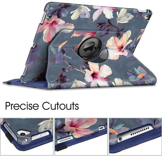 Alt view image 5 of 5 - Fintie Rotating Case - 2017/2015 iPad Pro 12.9 inch (Old Model) 1st & 2nd Gen Case, 360 Degree Swiveling Stand Protective Back Cover, Supports Auto Wake/Sleep, Blooming Hibiscus