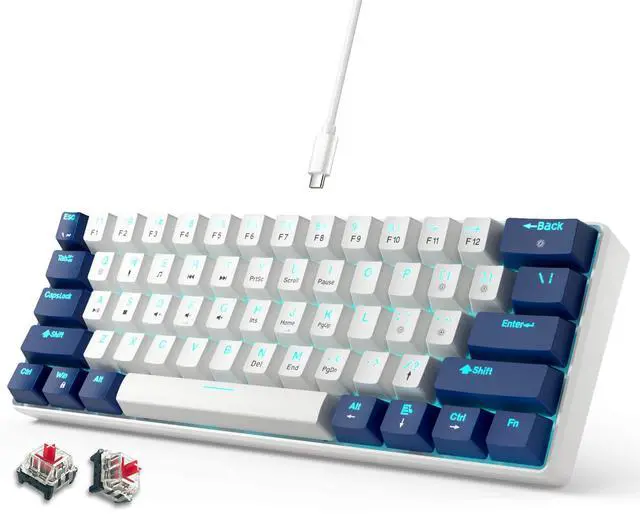 Main image of abucow 60% Mechanical Gaming Keyboard Red Switch Wired Compact Keyboard Anti-Ghosting No-Conflict 61 Swappable keycaps Ergonomic Design for Windows/Mac