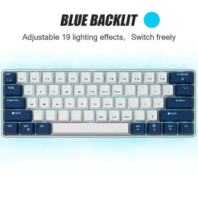 Alt view image 3 of 5 - abucow 60% Mechanical Gaming Keyboard Red Switch Wired Compact Keyboard Anti-Ghosting No-Conflict 61 Swappable keycaps Ergonomic Design for Windows/Mac