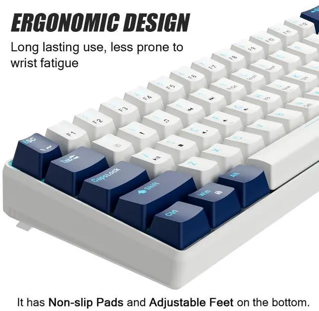 Alt view image 5 of 5 - abucow 60% Mechanical Gaming Keyboard Red Switch Wired Compact Keyboard Anti-Ghosting No-Conflict 61 Swappable keycaps Ergonomic Design for Windows/Mac