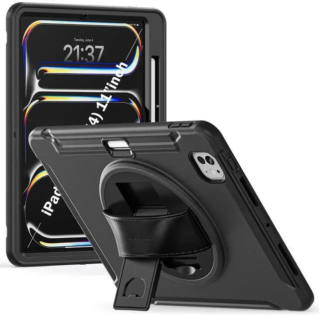 Alt view image 2 of 5 - Sahara - Raider Series Heavy-Duty Case with Hand Strap for iPad Pro 11" (M4 2024/M5 2025), Scorpion Black, (TB00398)