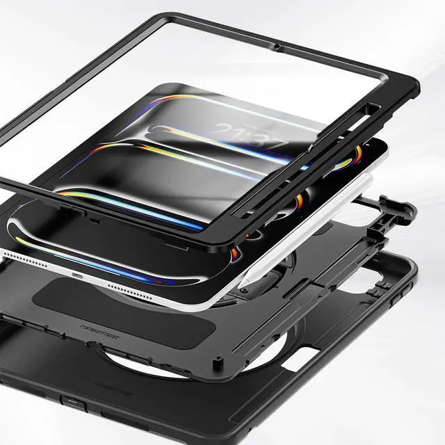 Alt view image 4 of 5 - Sahara - Raider Series Heavy-Duty Case with Hand Strap for iPad Pro 11" (M4 2024/M5 2025), Scorpion Black, (TB00398)