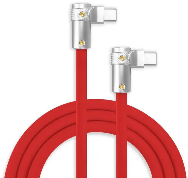 Main image of chubbycable FlexElbow 90 Degree 240W Fast Charging Cable Right Angle USB C Cable Silicone Charging Cord Compatible with iPhone 17-15 Series iPad, Red, Double Elbow Type C to Type C, 0.32FT