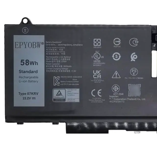 Alt view image 2 of 5 - EPYOBW 07KRV Laptop Battery 58Wh Compatible with Dell Latitude 5430 5530 / Precision 3570 / P104F P137G Series M69D0 O7KRV H4PVC 0H4PVC Y86WG 0Y86WG 08WRCR 8WRCR 078FWY 4FVJG