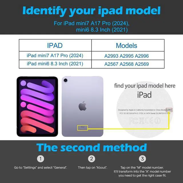 Alt view image 2 of 5 - Gexmil Genuine Leather Case for iPad mini 7 (A17 Pro) 2024 / iPad mini 6 Generation 2021 8.3 Inch,Pencil Holder,Shockproof Cowhide Cover,Auto Sleep/Wake,Pencil 2 Wireless Charging,Butterfly Pattern